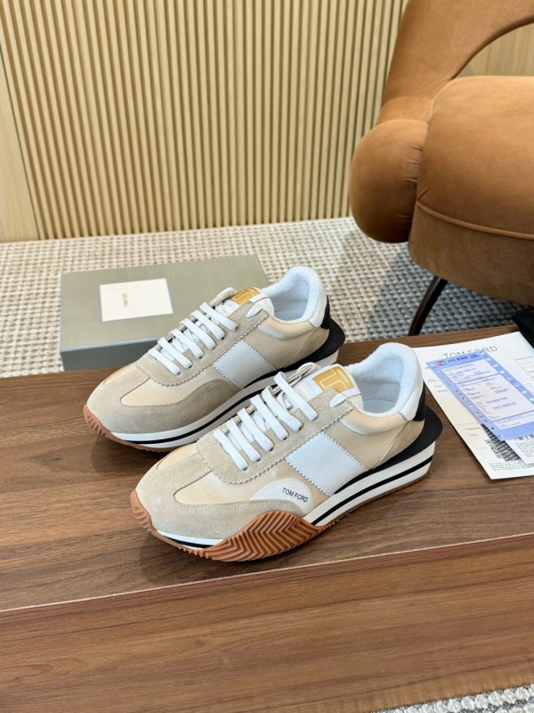 2025 Unisex TOM FORD Beige White Black Suede Leather Sneakers LY00360(F)/LY00370(M)
