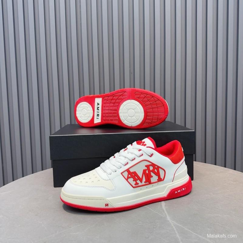 2025 Unisex Amiri White Red Leather Sneakers MJ00360