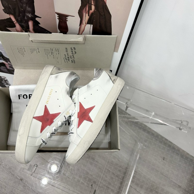 2025 Women GGDB White Red Leather Sneakers