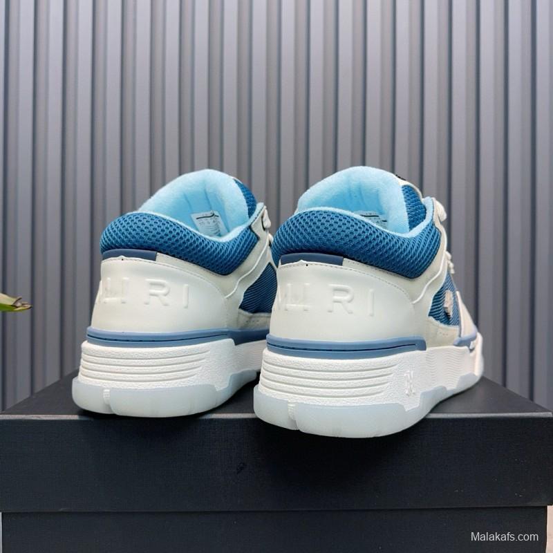 2024 Unisex AMIRI Blue White Leather Mesh Sneakers MJ00360