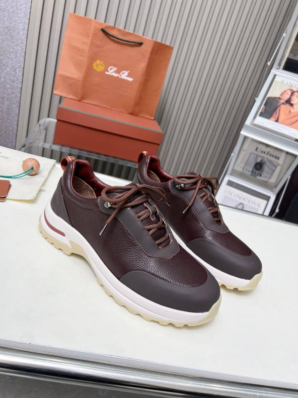 2024 Men Le Parmentier Brown Leather Mesh Sneakers MJ00350