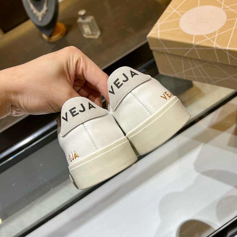 2025 Unisex VEJA White Grey Leather Canvas Sneakers MJ00240