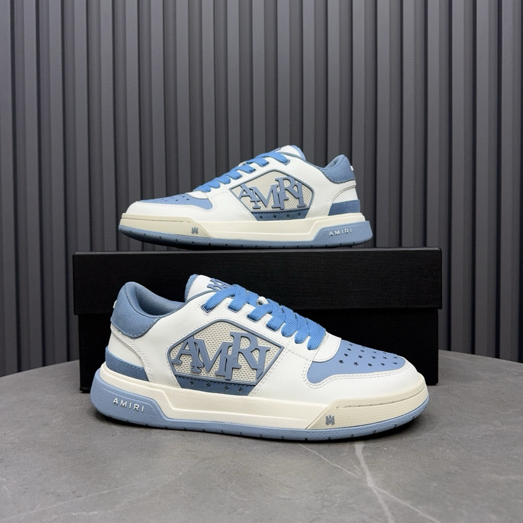 2024 Unisex Amiri Blue White Leather Sneakers MJ00360