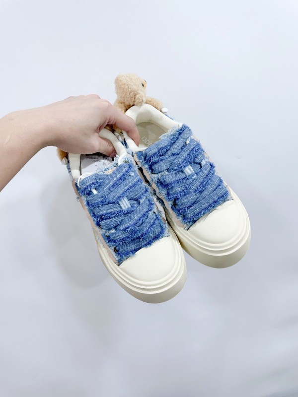 2025 Women 13DE MARZO Blue White Canvas Leather Casual Shoes Teddy Bear KFY00280