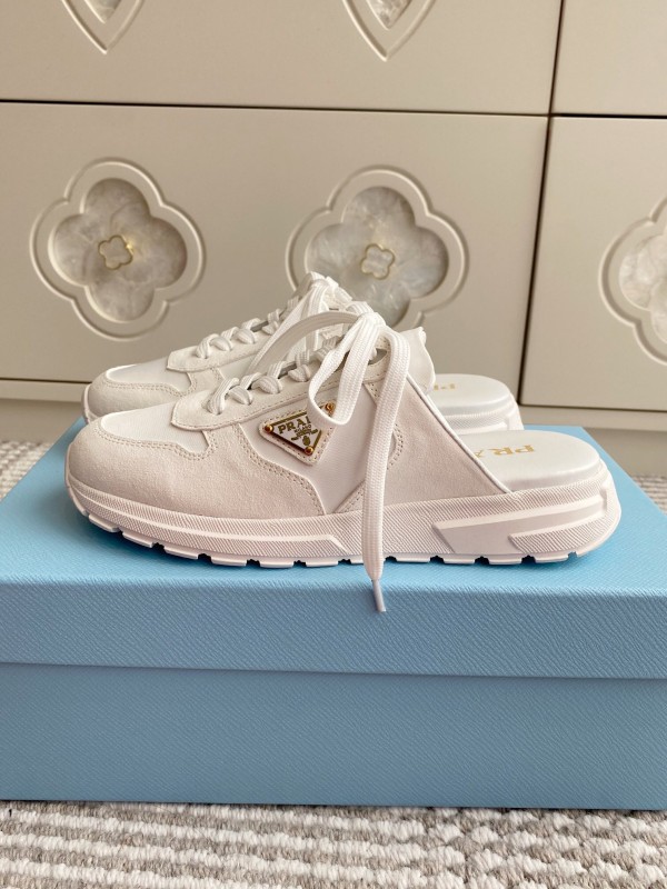 2025 Women Prada White Leather Sneakers LY00290
