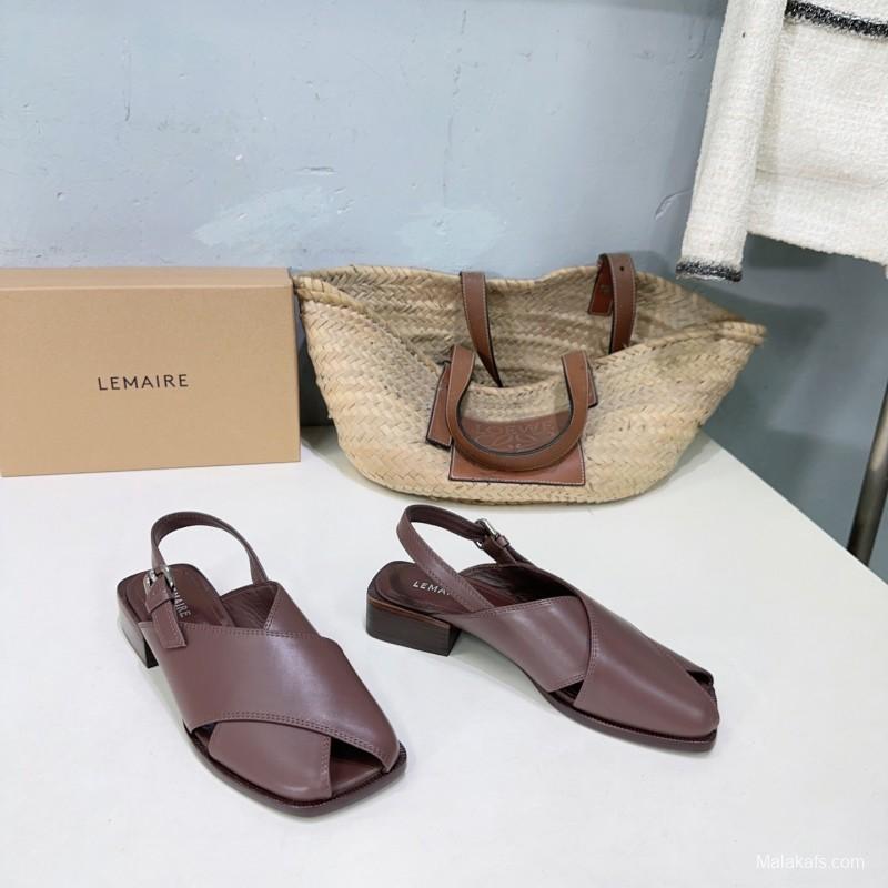 2025 Women Lemaire Brown Leather Sandals KFY00310