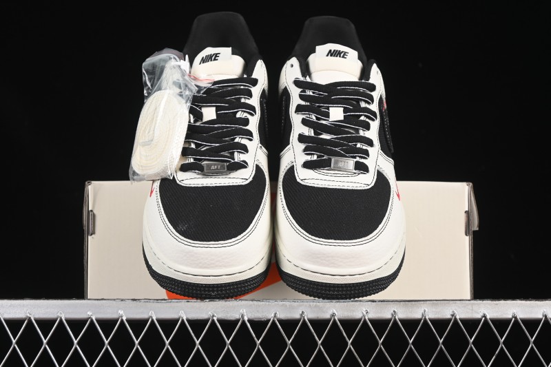 Nike Air Force 1'07 Low Black White Triple Swoosh Casual Sneakers - SC9207-537