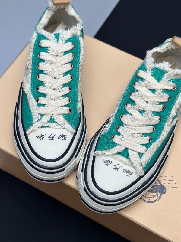 2025 Unisex XVESSEL Green White Canvas Low-Top Vulcanized Sneakers AS00240