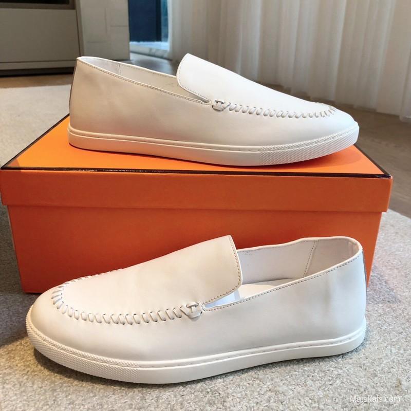 2025 Unisex Hermès White Leather Plimsolls AS00380