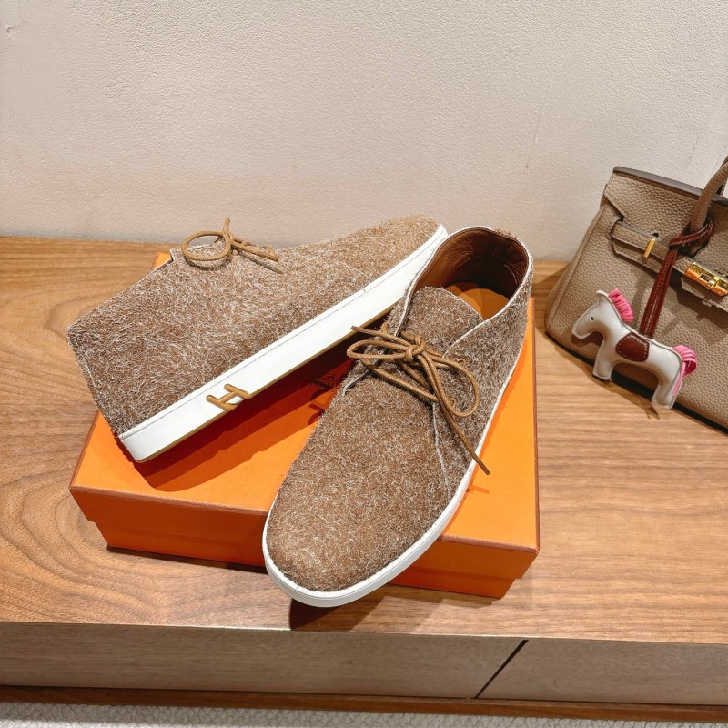 2025 Unisex Hermès Brown Tan Wool Chukka Boots AS00380