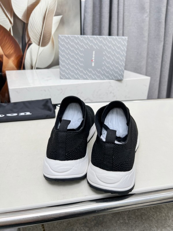2025 Unisex Kiton Black Knit Sneakers AS00320