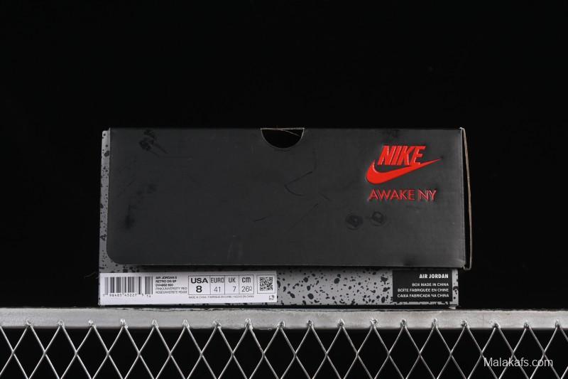 Awake NY Air Jordan 5 Retro Sneakers with Arctic Pink Colorway and Awake NY Logo Mesh - DV4982-600