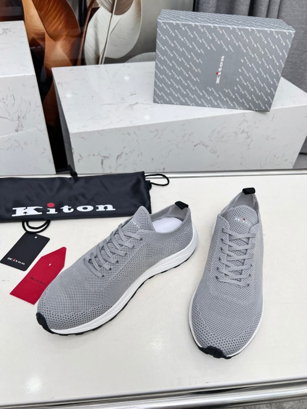 2025 Men Kiton Grey Knit Mesh Sneakers Lightweight Rubber Sole AS00320