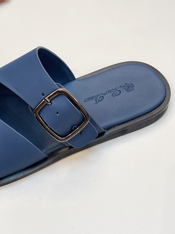 2025 Men Loro Piana Blue Leather Slippers AS00250