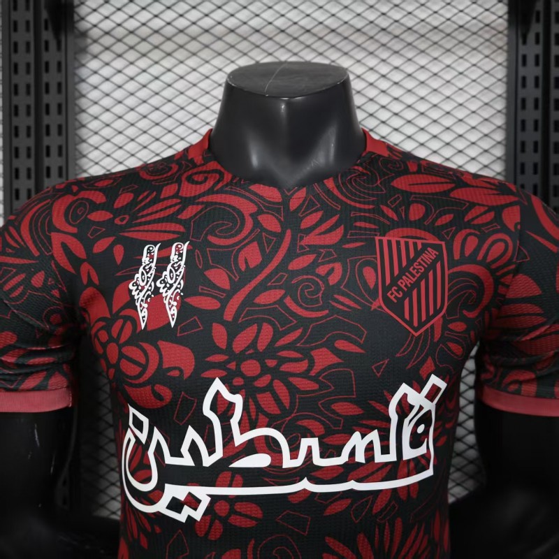 Player Version 25/26 FC Palestine Red with Traditional Floral Pattern Jersey