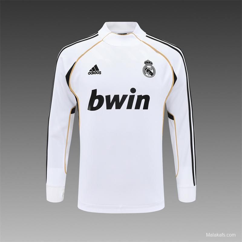 Retro 11/12 Real Madrid White Half Zipper Jacket