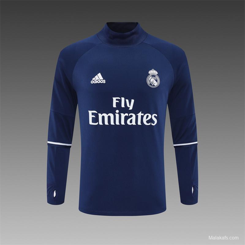 Retro 16/17 Real Madrid Royal Blue Half Zipper Jacket