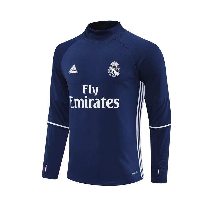 Retro 16/17 Real Madrid Royal Blue Half Zipper Jacket