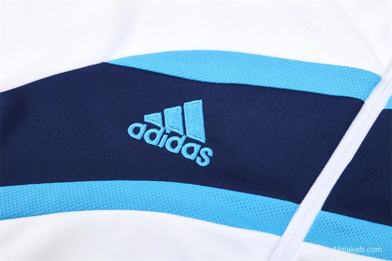 Retro 09/10 Real Madrid White Half Zipper Jacket+Long Pants