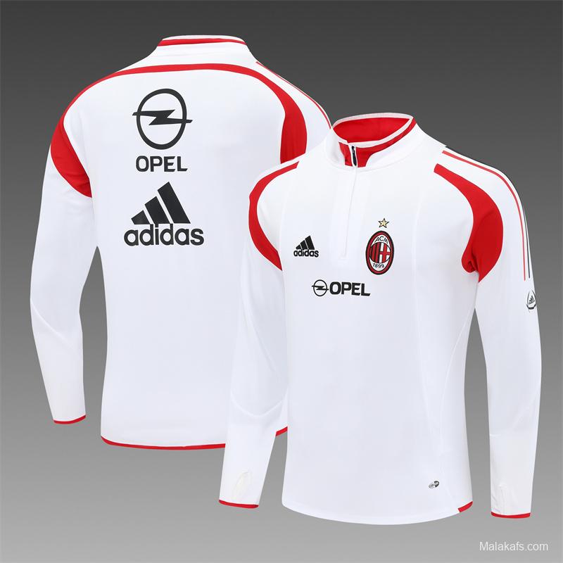 Retro 04/05 AC Milan White Half Zipper Jacket+Long Pants