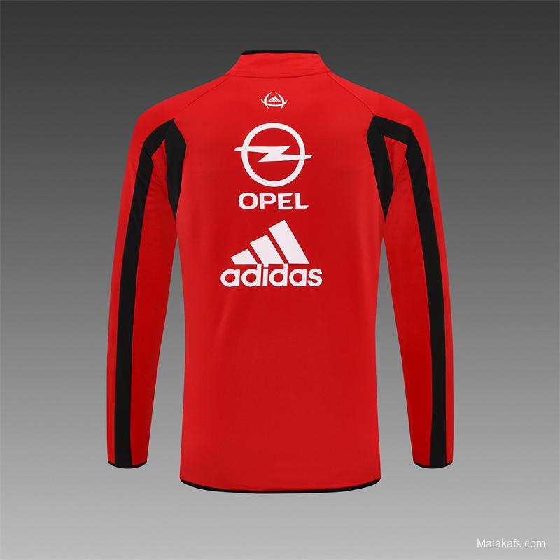 Retro 05/06 AC Milan Red Half Zipper Jacket+Long Pants