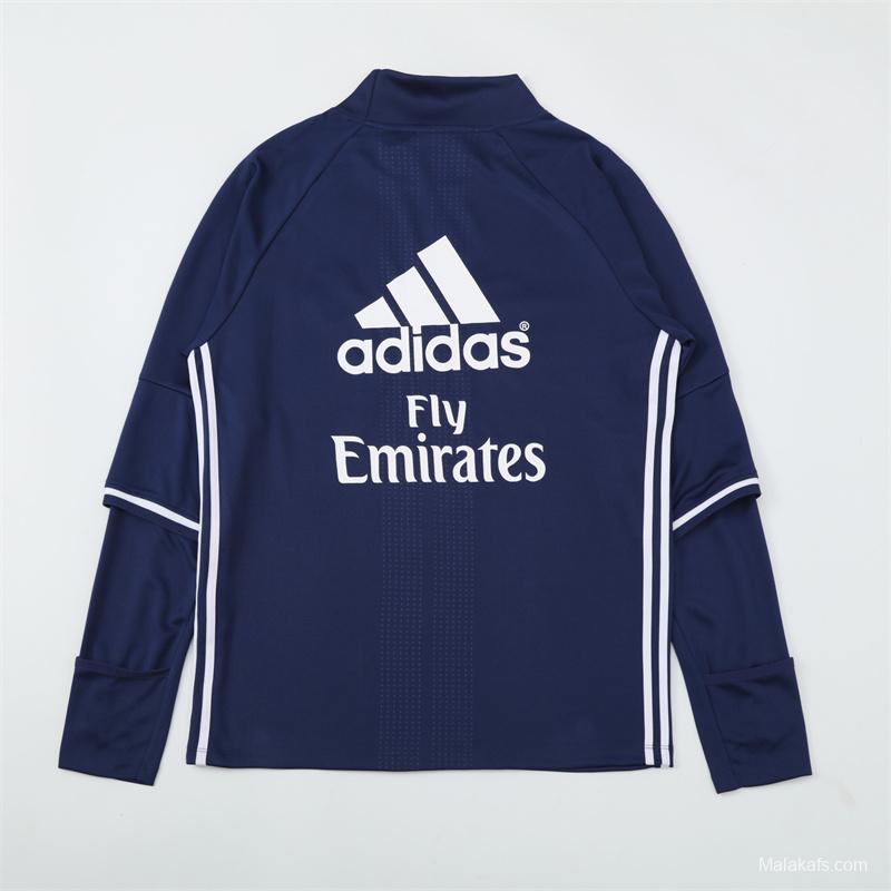 Retro 16/17 Real Madrid Royal Blue Half Zipper Jacket+Long Pants