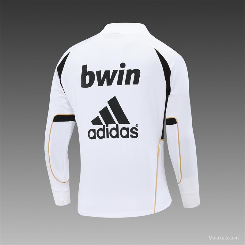 Retro 11/12 Real Madrid White Half Zipper Jacket+Long Pants
