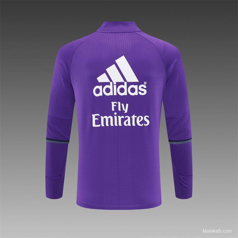 Retro 16/17 Real Madrid Purple Half Zipper Jacket+Long Pants