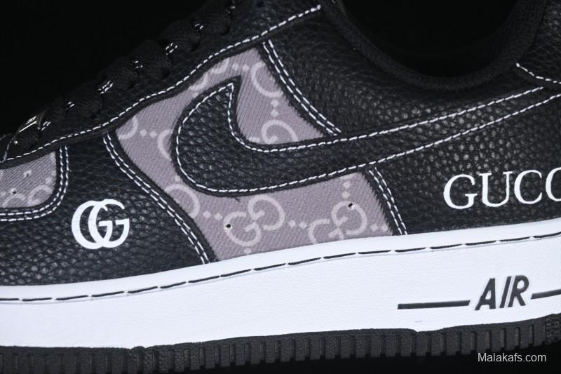 Nike Air Force 1 '07 Low Gucci Collaboration Litchi Grain Print Casual Sneakers - AH8462-002