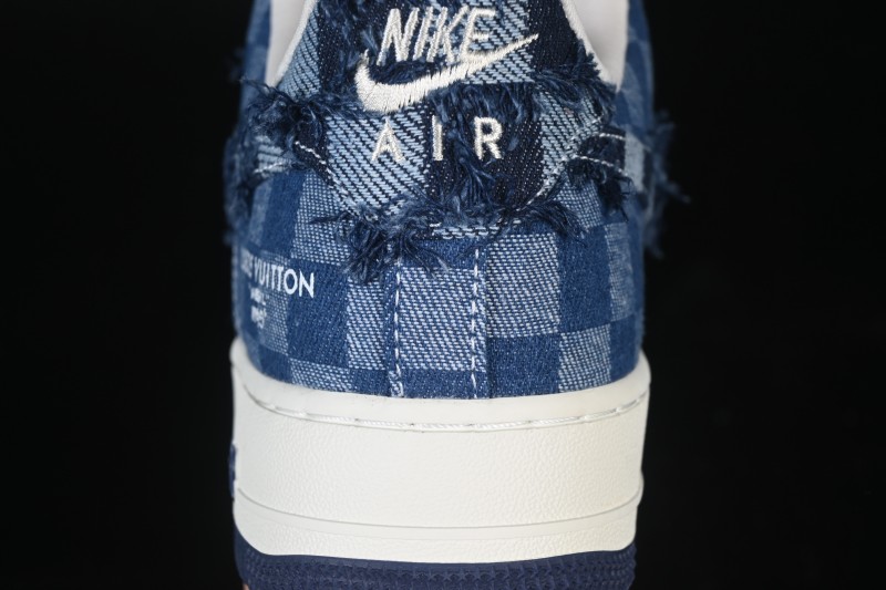 Nike Air Force 1 '07 Low Casual Sneakers in White Navy Blue - YF9511-816