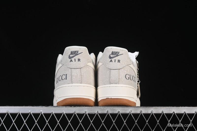 Nike Air Force 1 '07 Low Gucci Collaboration Smoke Grey Gum Low-Top Casual Sneakers - DK0188-084