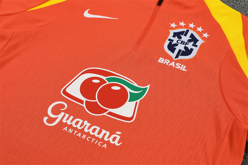 Player Version 25/26 Brazil Orange Half Zipper Jacket+Long Pants