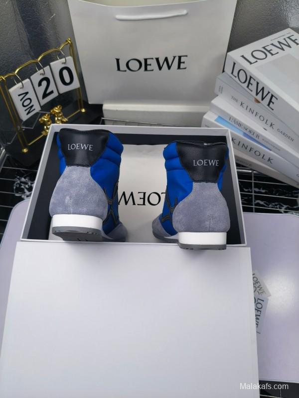 LOEWE High-Top German Training Sneakers Retro Fashion Casual White Shoes - LY00330