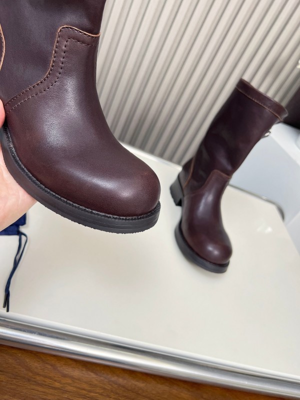 Prada 2025 SS Retro Martin Boots Motorcycle Boots - LY00350