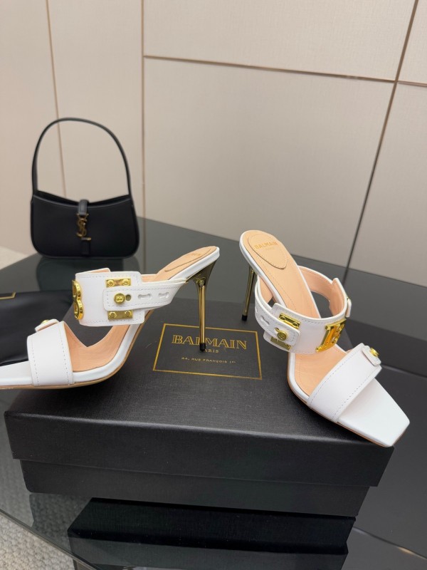 Balmain 2025 SS Metal Heel High Heel Sandals - KFY00320