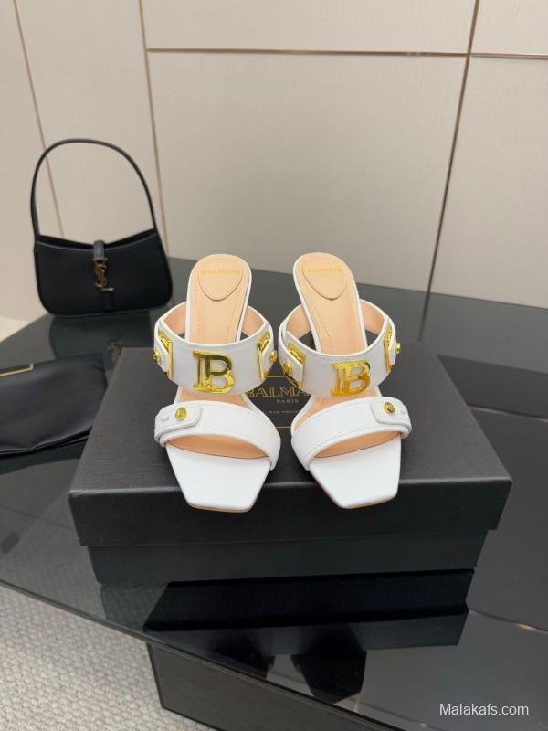 Balmain 2025 SS Metal Heel High Heel Sandals - KFY00320
