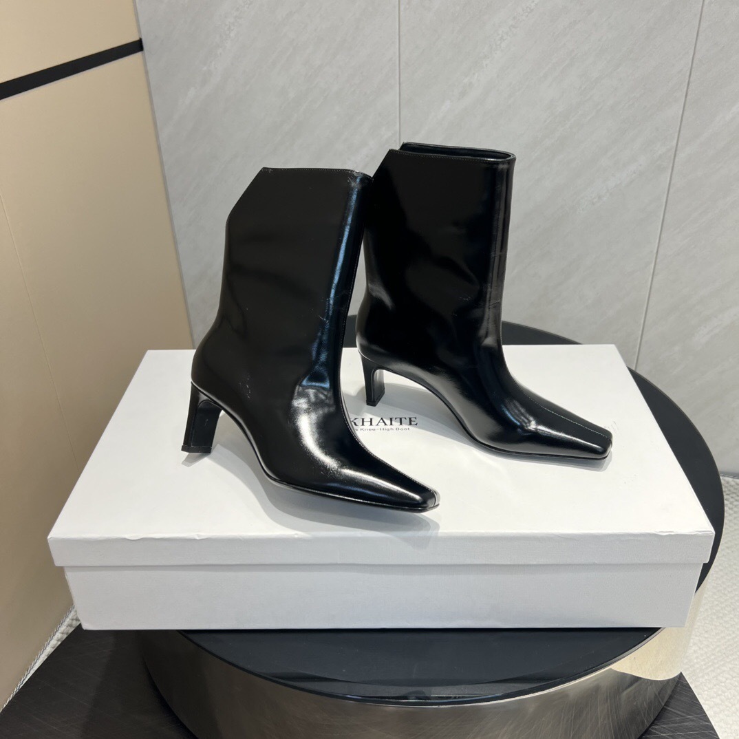 Khaite 2025/SS Fashion Square Toe Slip-On Ankle Boots - KFY00390