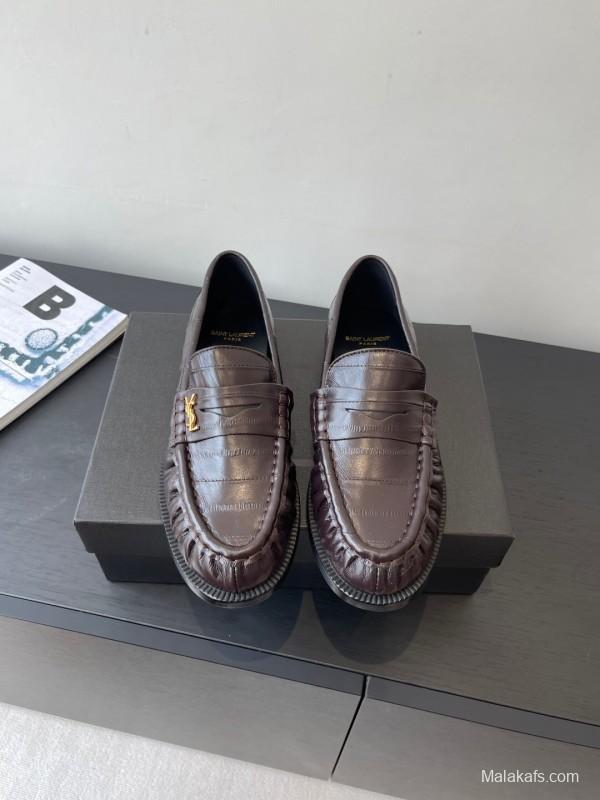 Saint Laurent Classic Loafer Leather Shoes - KFY00350