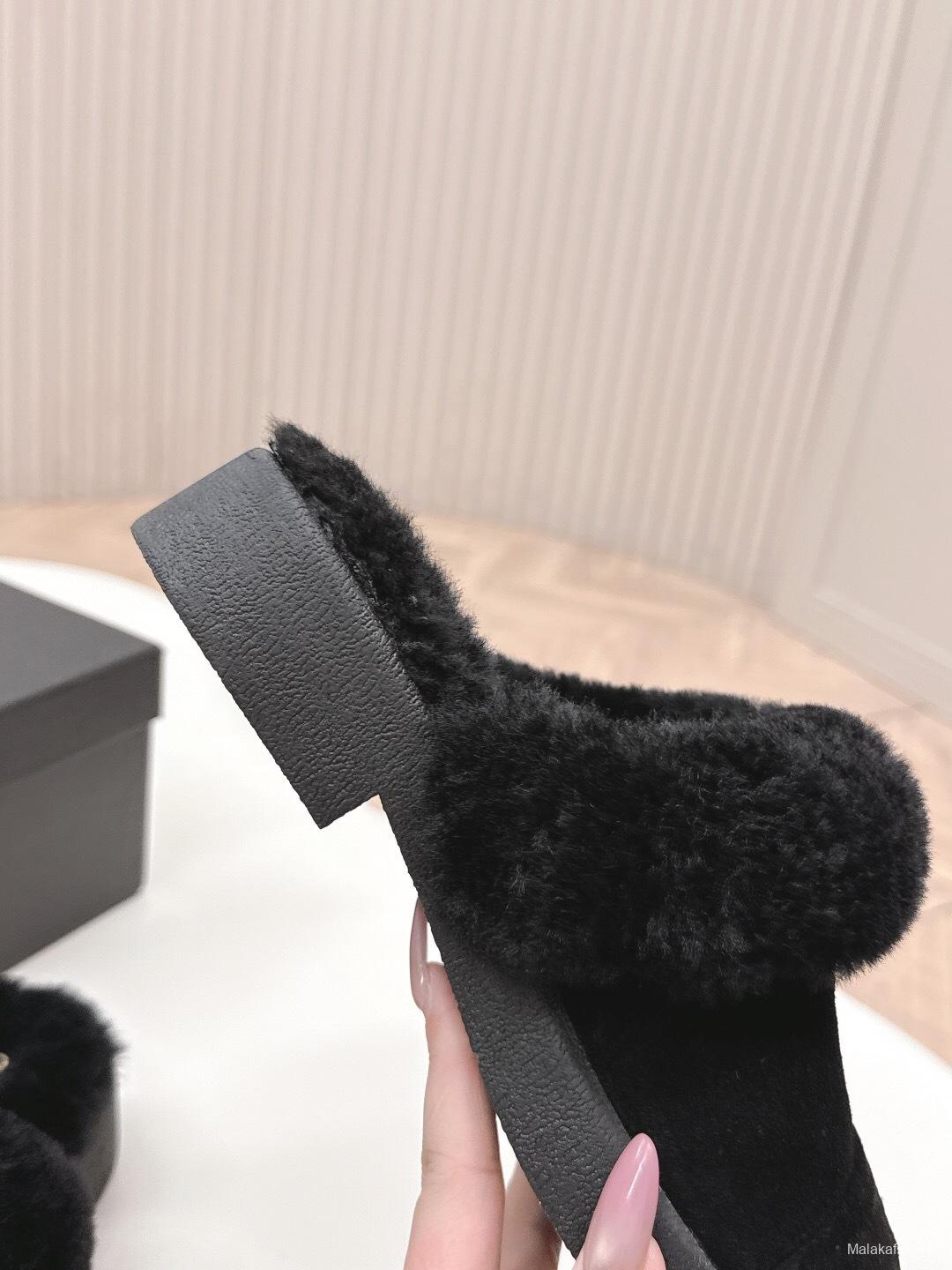 Chanel 2025/SS Fall Winter New Fur Slippers Half-Drag - KFY00310