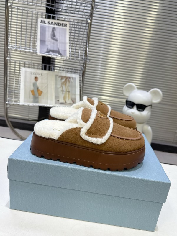 Prada 2025 SS Early Spring Fur Slippers - KFY00280