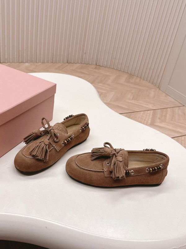 Miu Miu Fall/Winter 2025 Tassel Loafer Mule with Bead Accents - LY00330