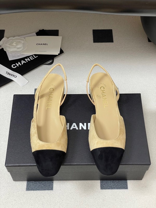 Chanel Sling-back Two-tone Suede Flats/Heels - KFY00280