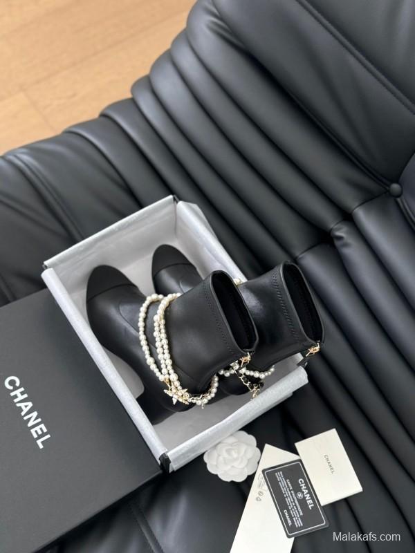 Chanel Pearl Collection Mary Jane Short Boots - LY00360