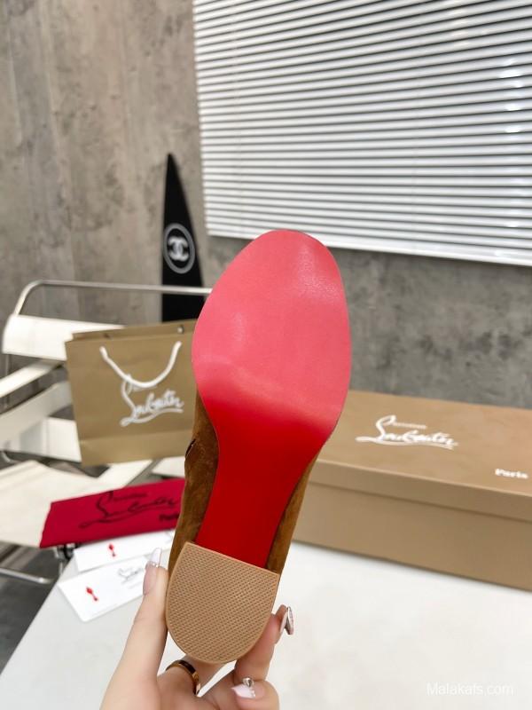 Christian Louboutin 2025/SS Chunky Heel Elastic Ankle Boots - LY00300