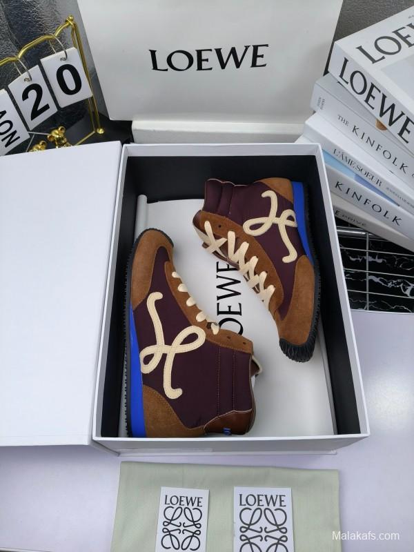 LOEWE High-Top German Training Sneakers Retro Fashion Casual White Shoes - LY00330