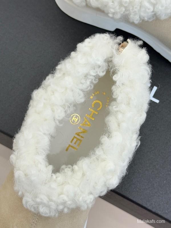 Chanel 2025/SS Double C Color-Block Shearling Snow Boots - KFY00270