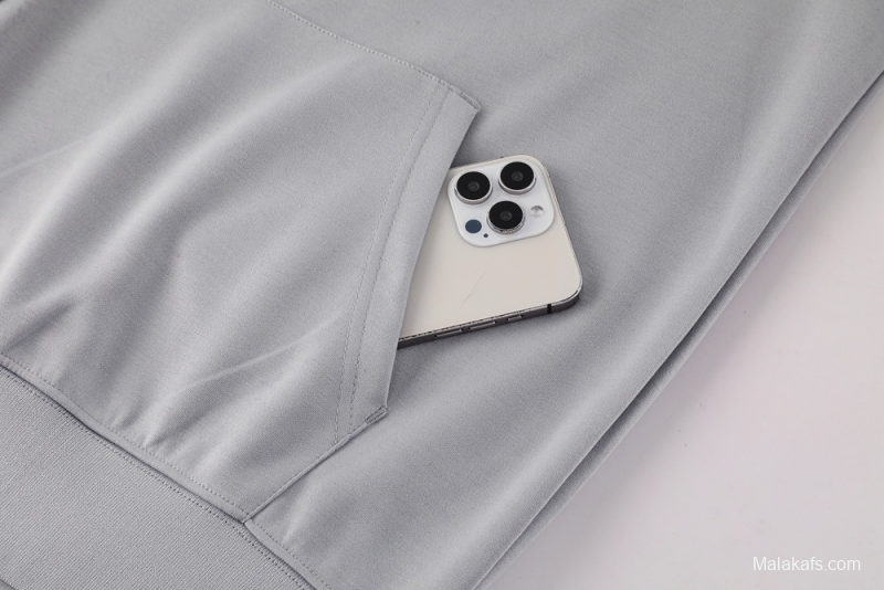 25/26 Manchester United Gray Half Zipper Jacket+Long Pants S-2XL