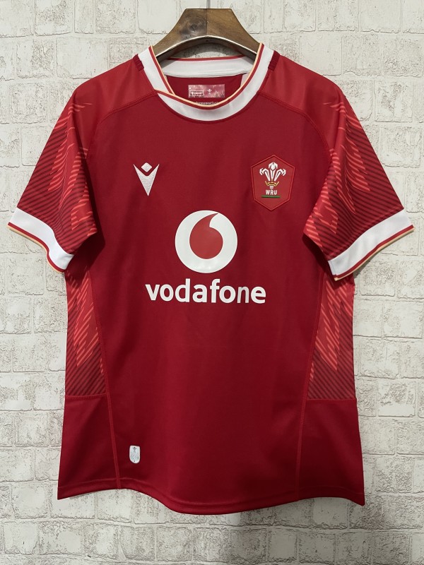 2025 Wales Red with Tonal Wave Pattern Home Jersey
