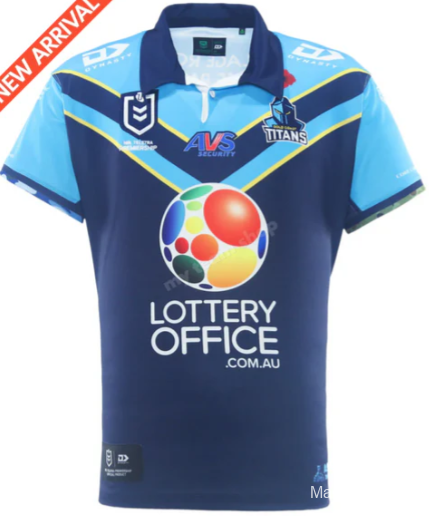 25/26 Gold Coast Titans Navy Blue with Sky Blue and Gold Chevrons Jersey