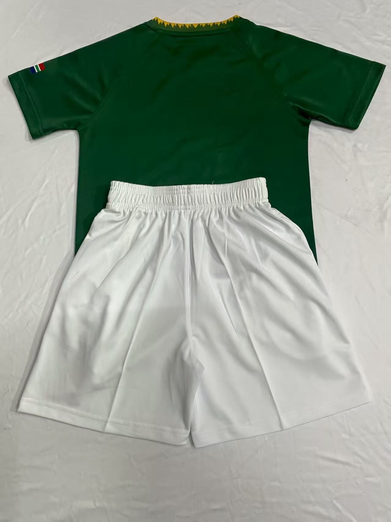 2026 Kids South Africa Home Springboks Green with Gold Trim Rugby Jersey